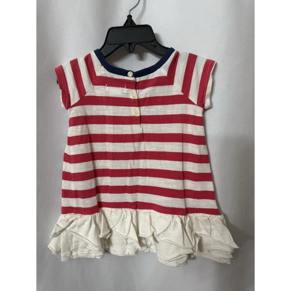 Ralph Lauren Baby Girl Striped Dress 3 Months Cotton Ruffle‎ Hem Pink White G50